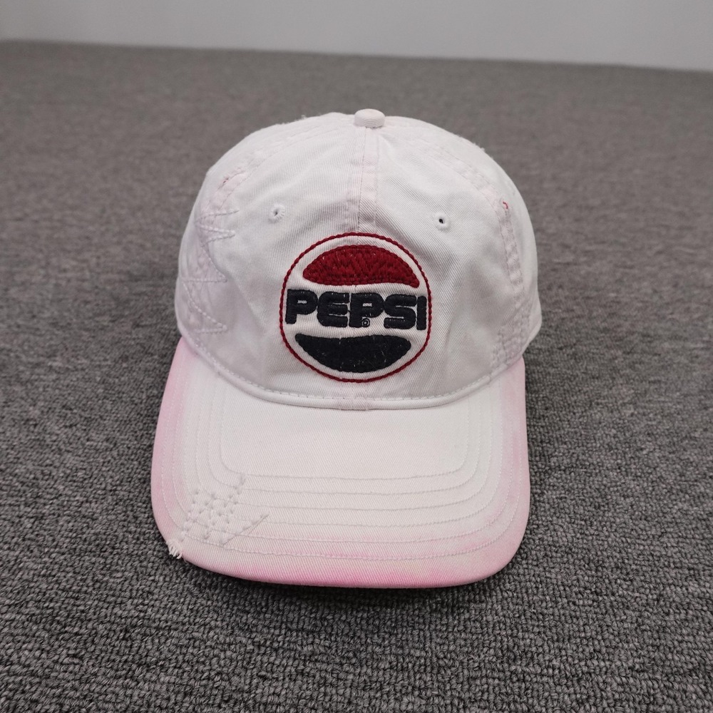 Pepsi Hat Cap Strap Back Mens One Size White Twill Baseball Logo Retro‎